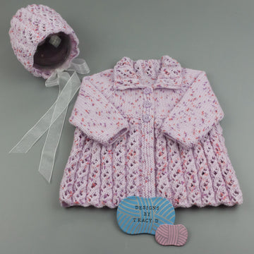 Grace matinee, bonnet or beanie, booties & mitts Baby Knitting Pattern