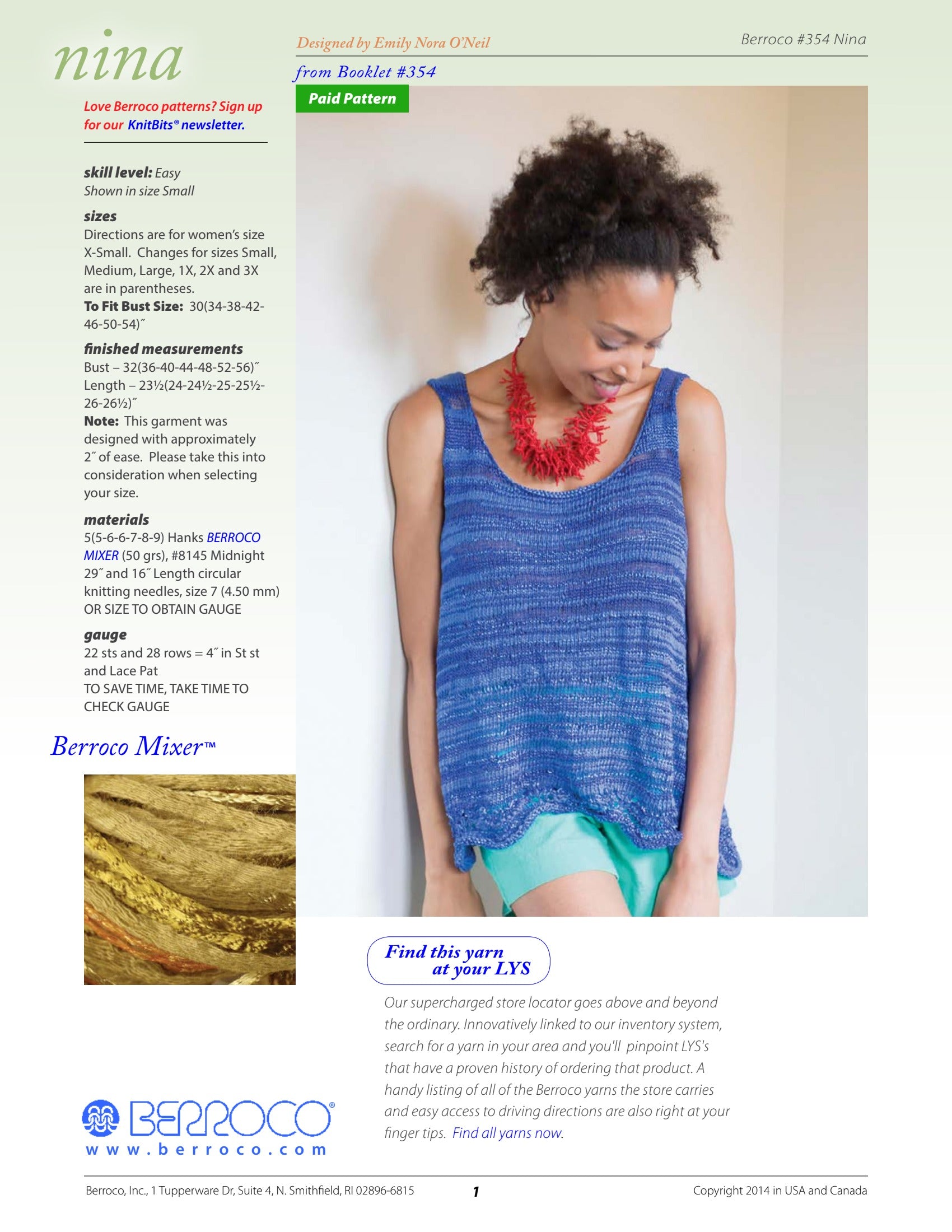 Berroco Nina Jumper Knitting Pattern