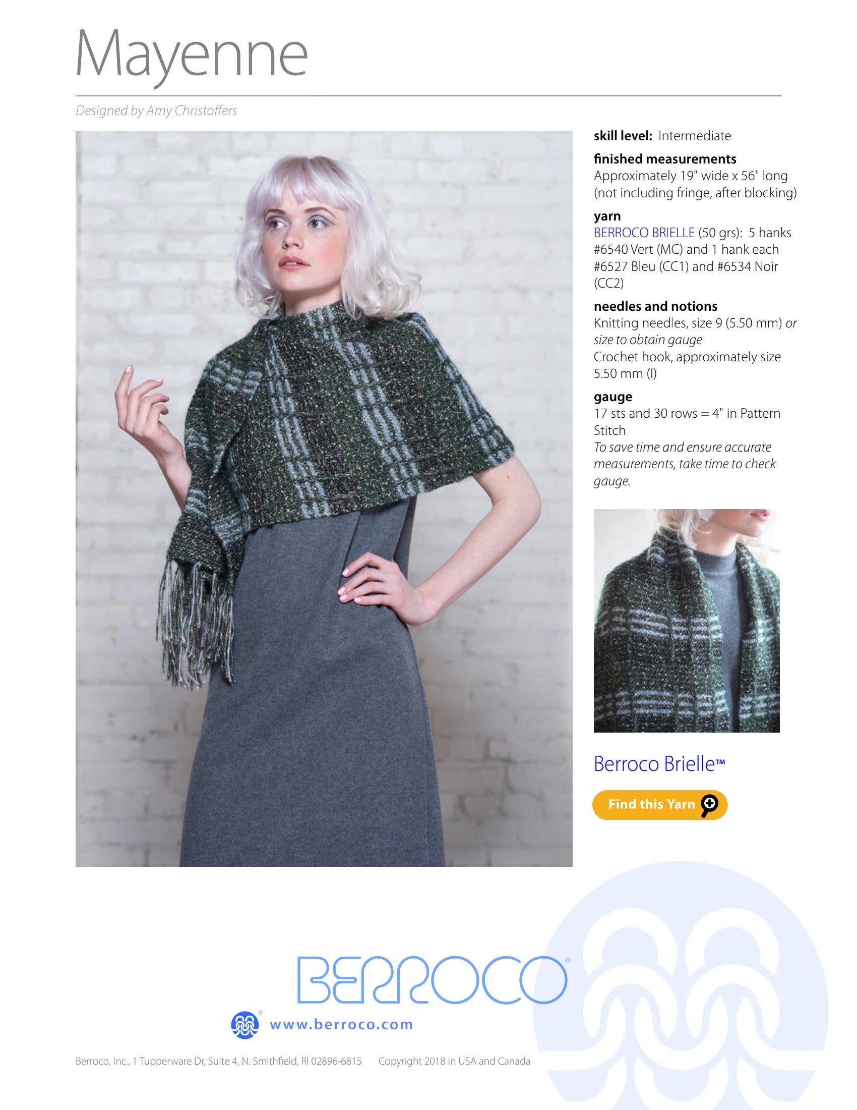 Berroco Mayenne Wrap Knitting Pattern