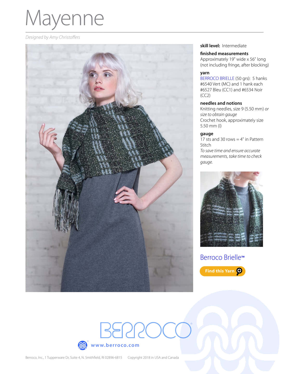 Berroco Mayenne Wrap Knitting Pattern