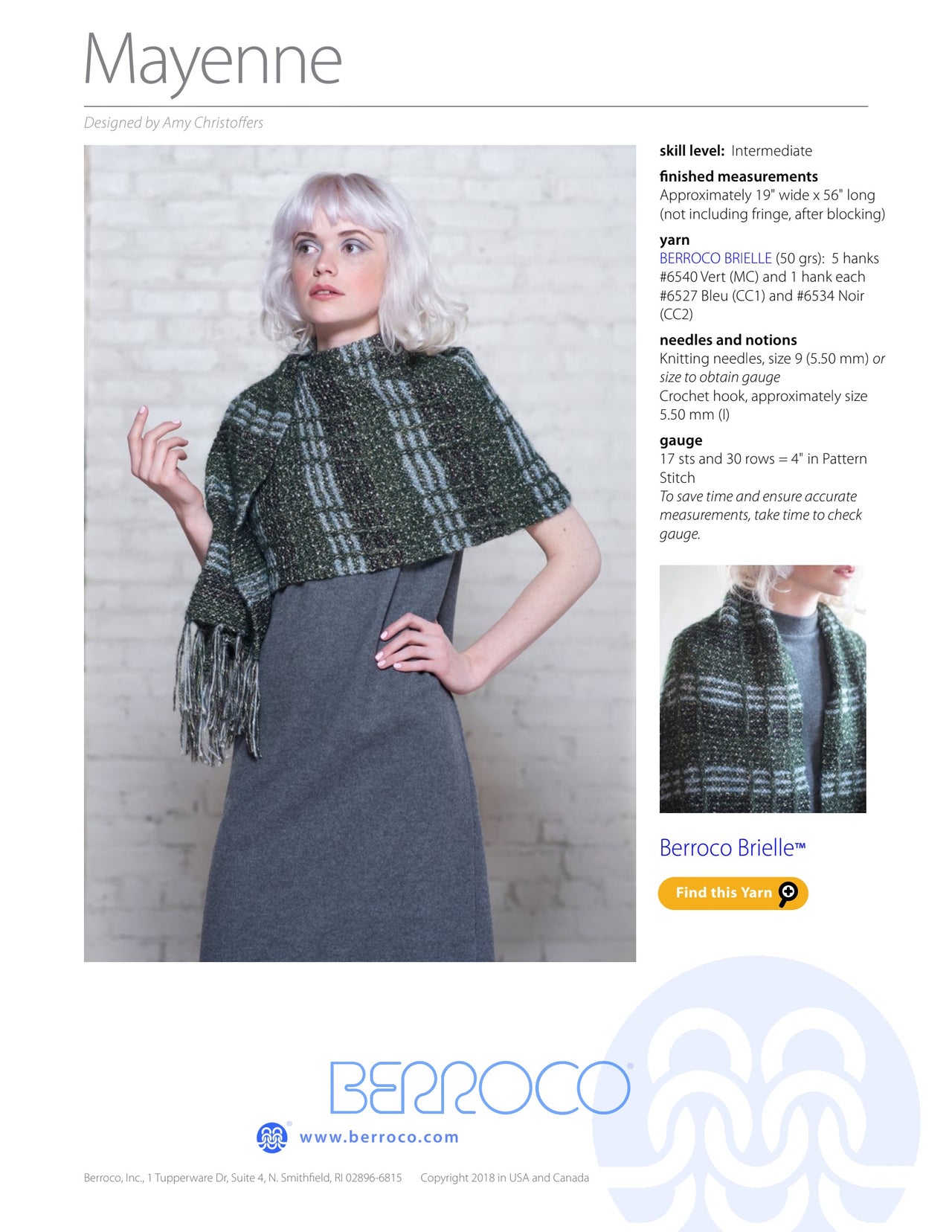 Berroco Mayenne Wrap Knitting Pattern