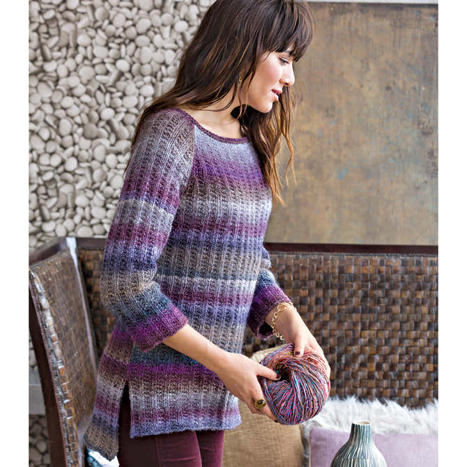 Noro Textured Rib Raglan Jumper Knitting Pattern