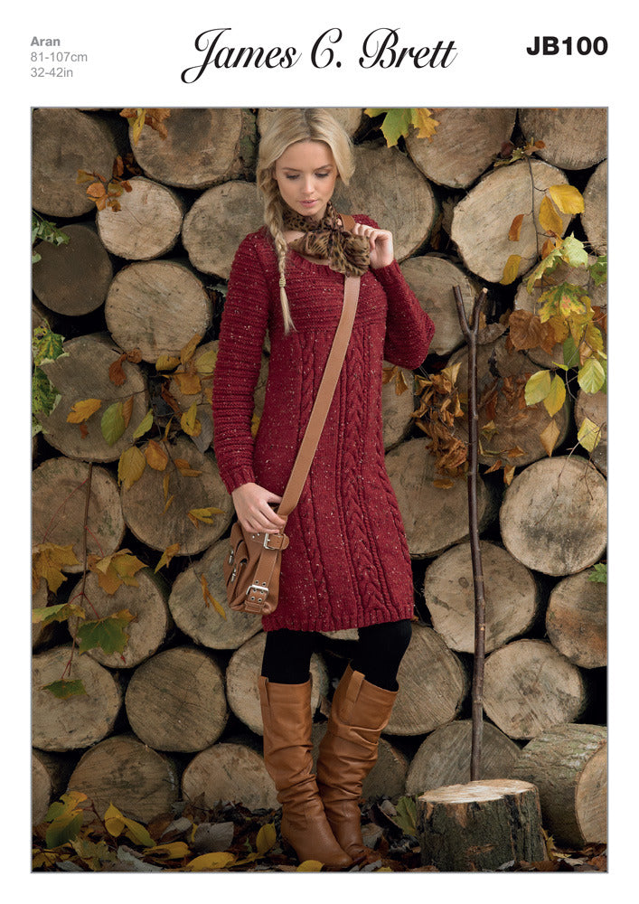 James C. Brett JB100 Sweater Dress Knitting Pattern