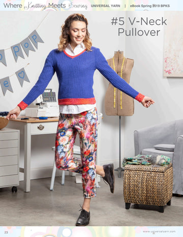 Universal Yarn 05 V-Neck Pullover in Bamboo Pop PDF