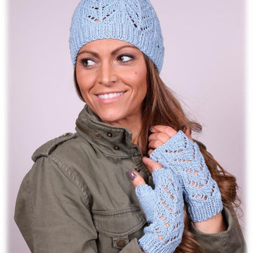 Chevron Hat And Mitt Sets in Plymouth Yarn Cashmere De Cotone