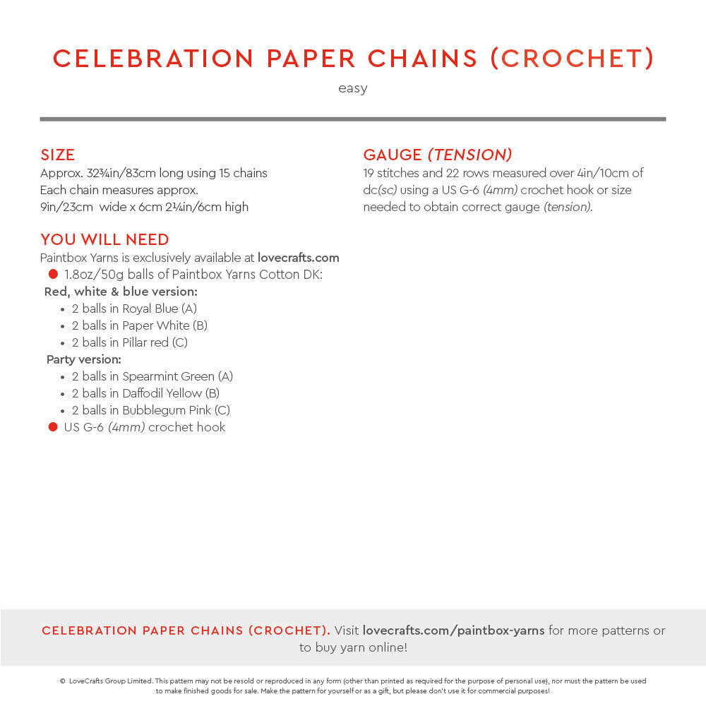 Paintbox Yarns Celebration Paper Chains Knitting Pattern