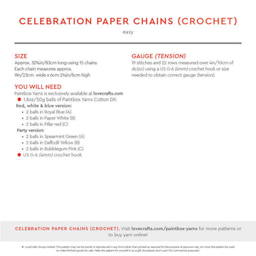 Paintbox Yarns Celebration Paper Chains Knitting Pattern