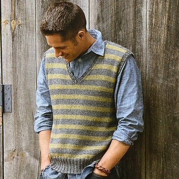 Blue Sky Fibers Men's Striped Vest Knitting Pattern