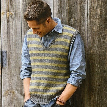 Blue Sky Fibers Men's Striped Vest Knitting Pattern