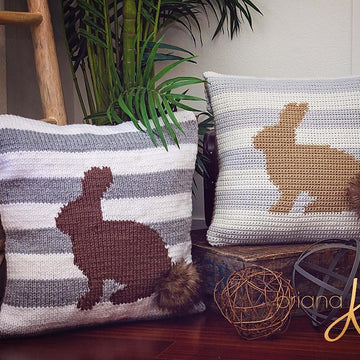Fluffy Bunny Crochet Pillow Cover
