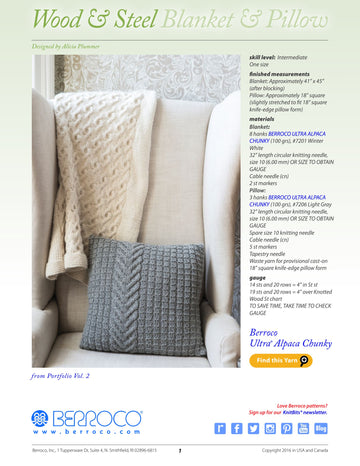 Berroco Wood & Steel Blanket & Pillow- Portfolio