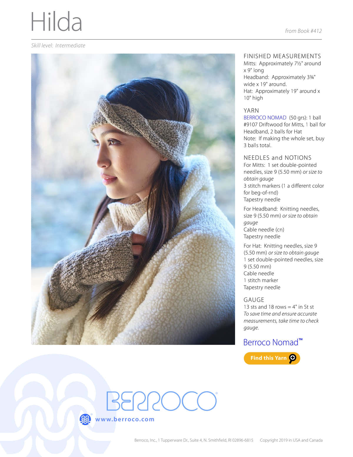 Berroco Hilda Accessory Knitting Pattern