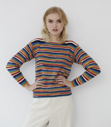 Debbie Bliss Striped Ribbed Jumper PDF
