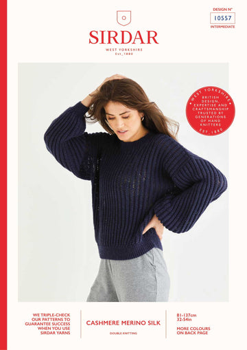 Sirdar 10557 Airtex Rib Sweater PDF