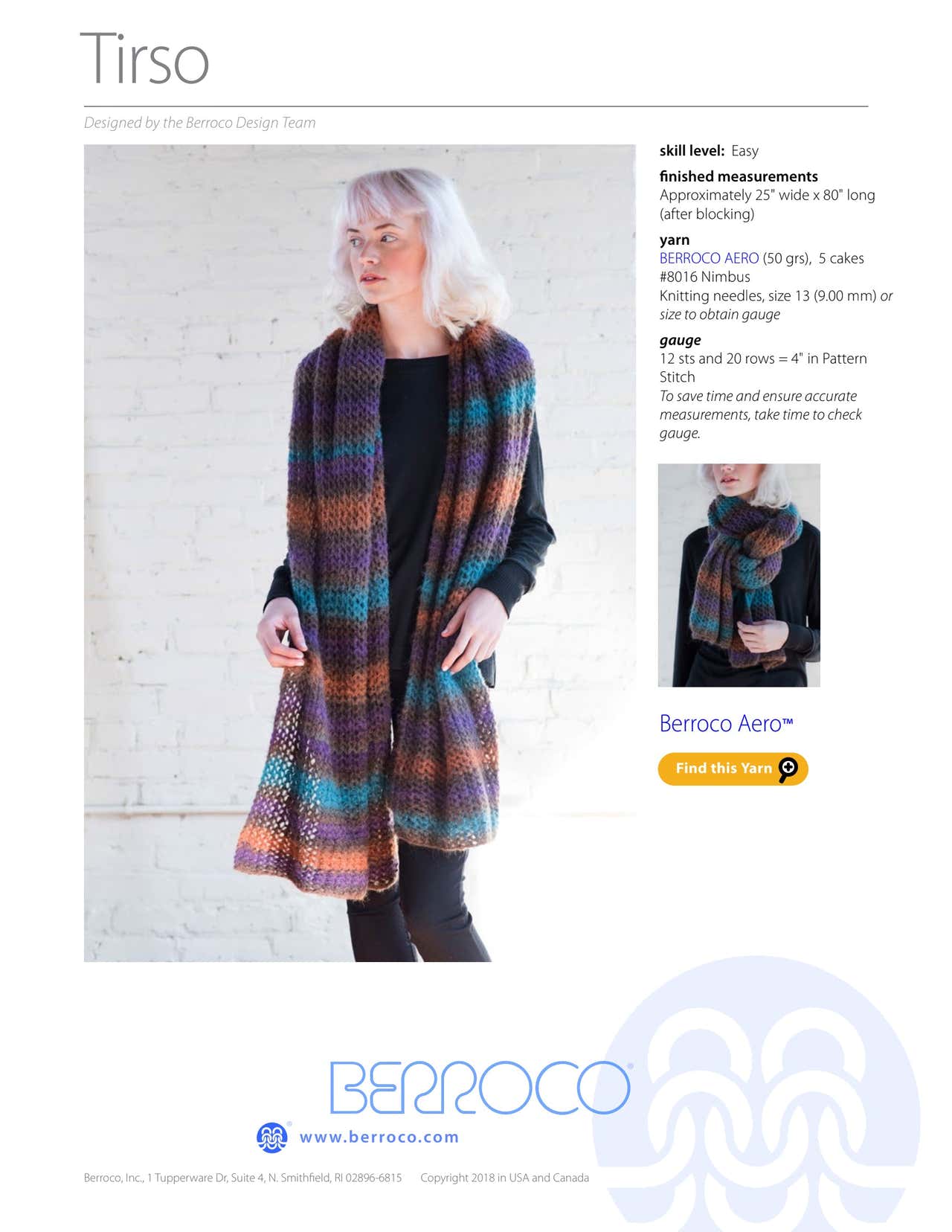Berroco Tirso Wrap Knitting Pattern