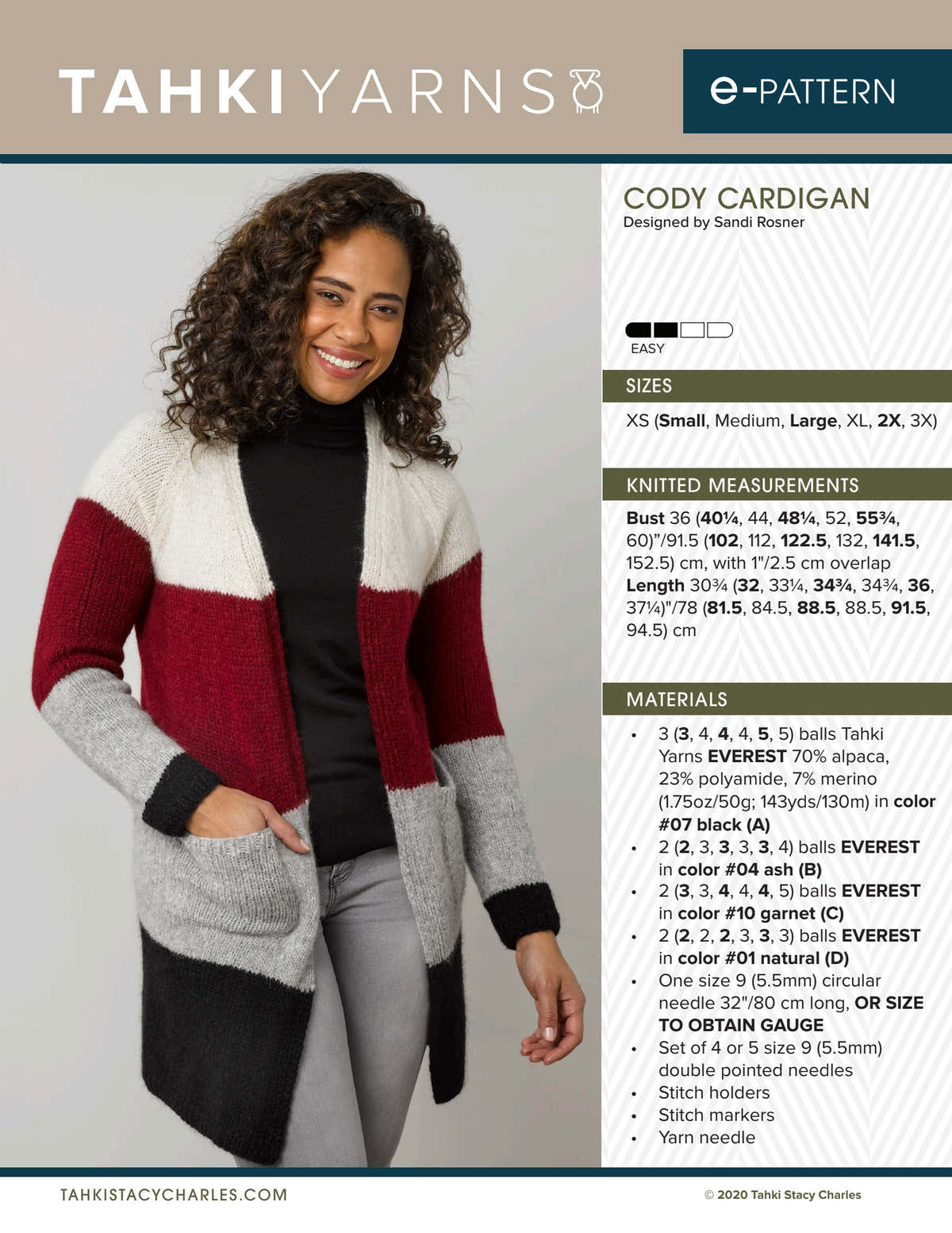 Tahki Yarns Cody Cardigan Knitting Pattern