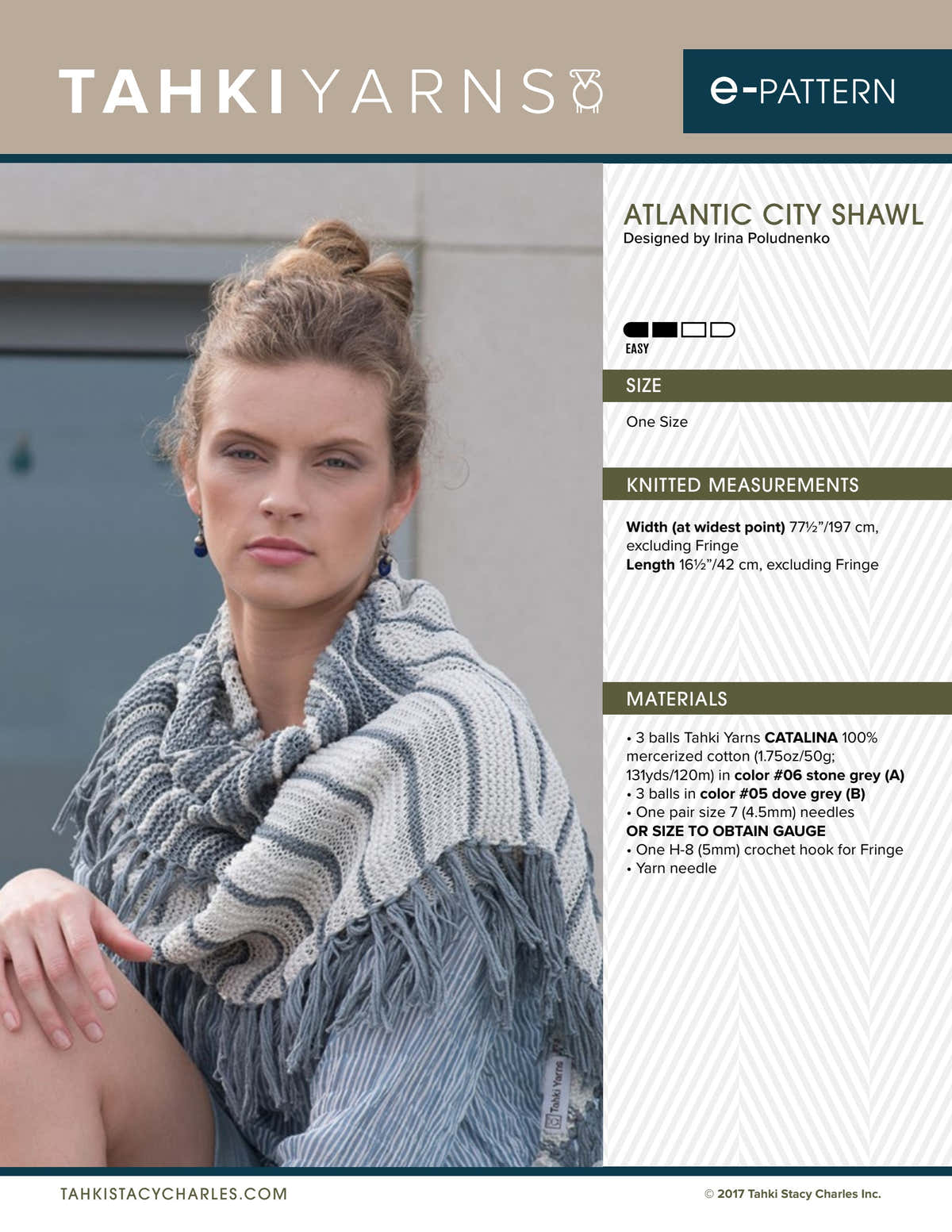 Tahki Yarns Atlantic City Shawl Knitting Pattern