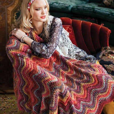 Noro Feather & Fan Lace Blanket Knitting Pattern