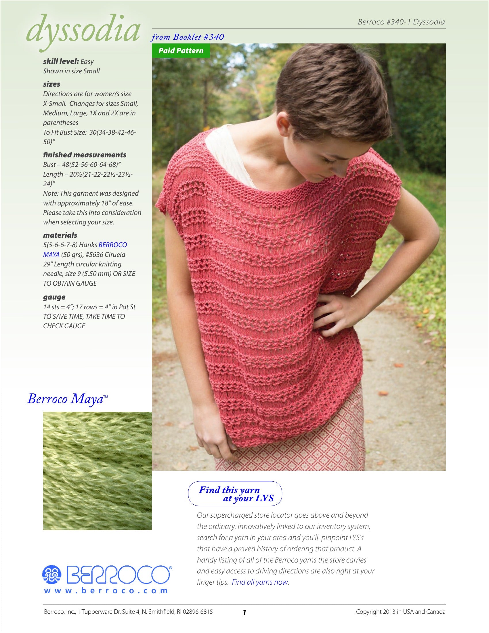 Berroco Dyssodia Jumper Knitting Pattern