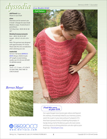 Berroco Dyssodia Jumper Knitting Pattern