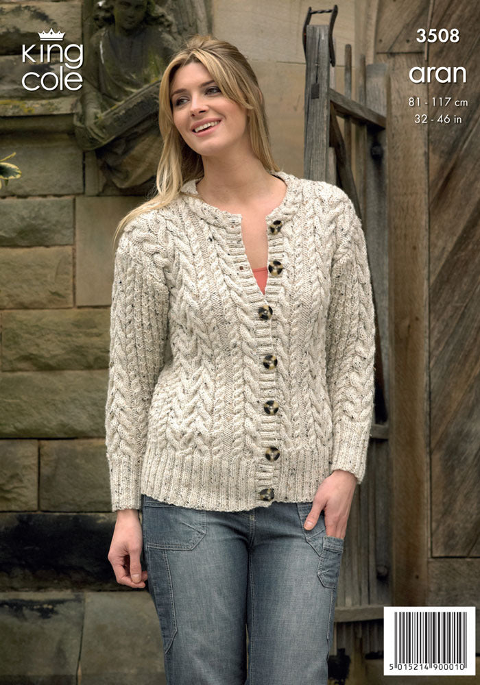 Sweater, Cardigan & Headband in King Cole Aran - 3508 - Leaflet