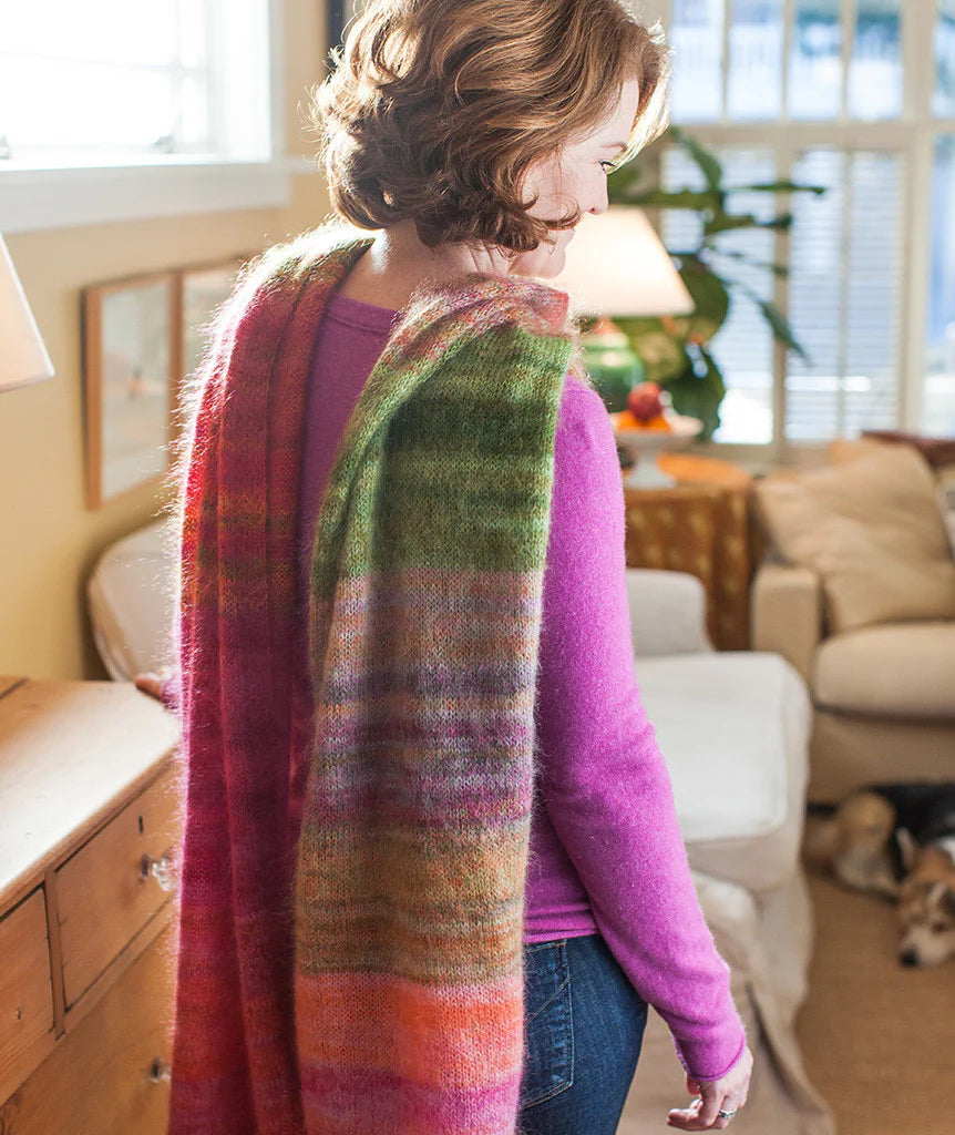 Churchmouse Studio Color Play Mohair Scarf & Wrap in Rowan Kidsilk Haze