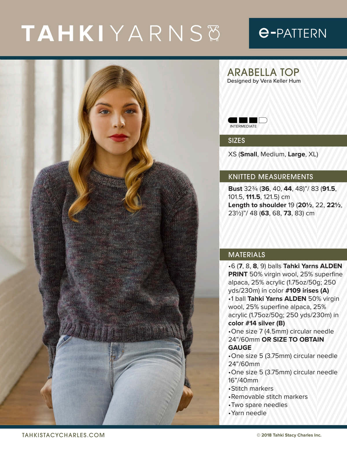 Tahki Yarns Arabella Top Knitting Pattern