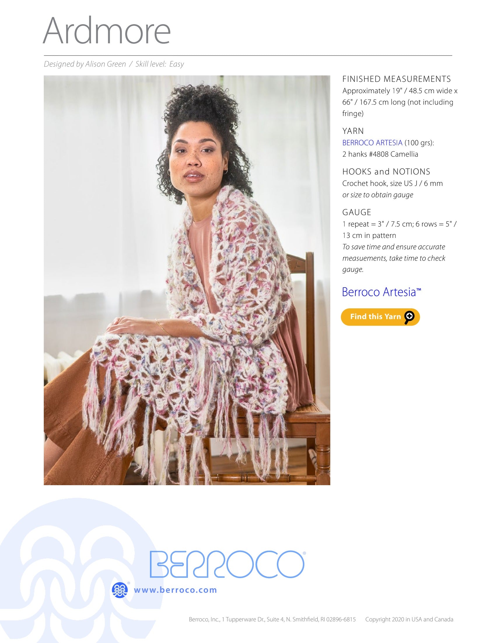 Berroco Ardmore Shawl Crochet Pattern