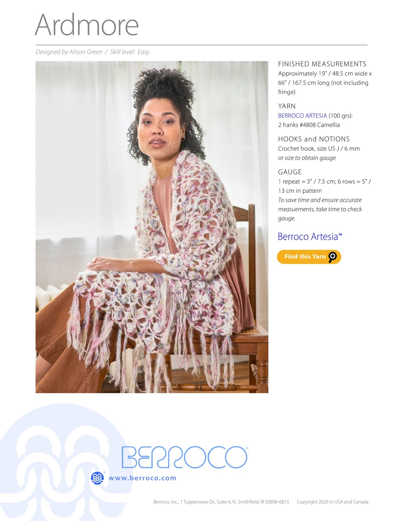 Berroco Ardmore Shawl Crochet Pattern