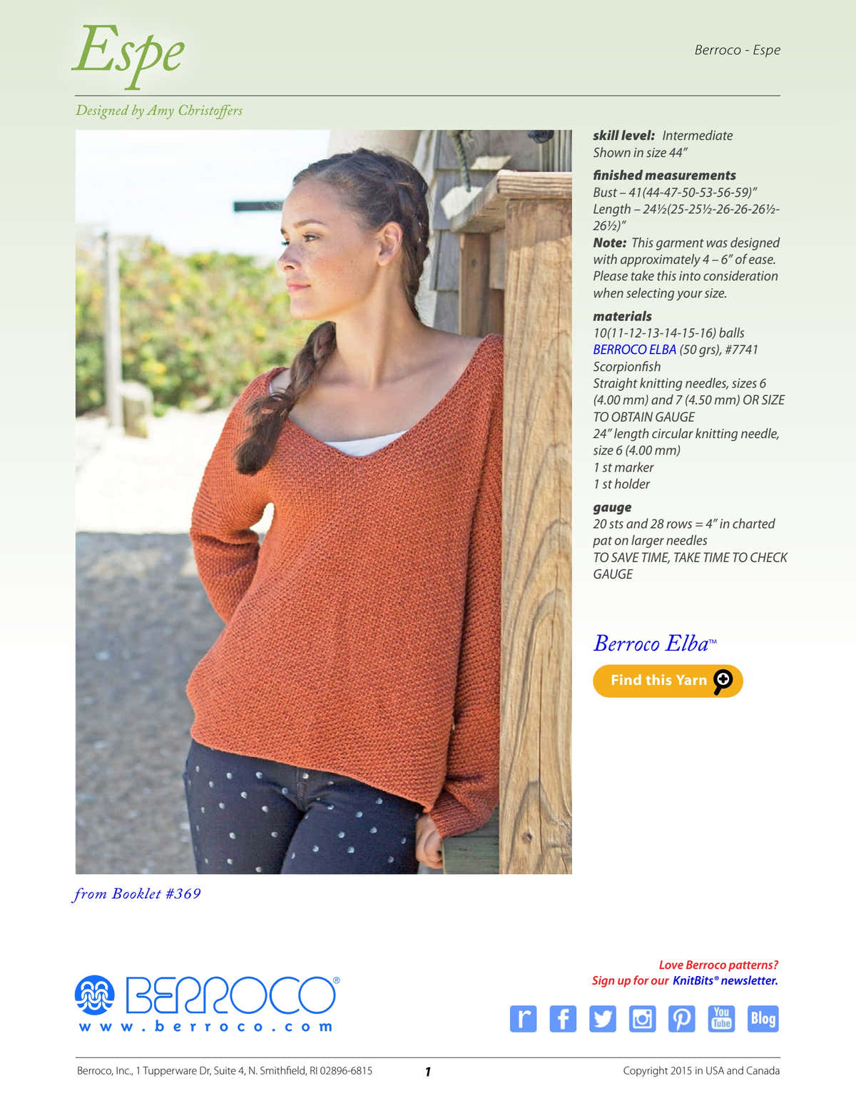 Berroco Espe Jumper Knitting Pattern