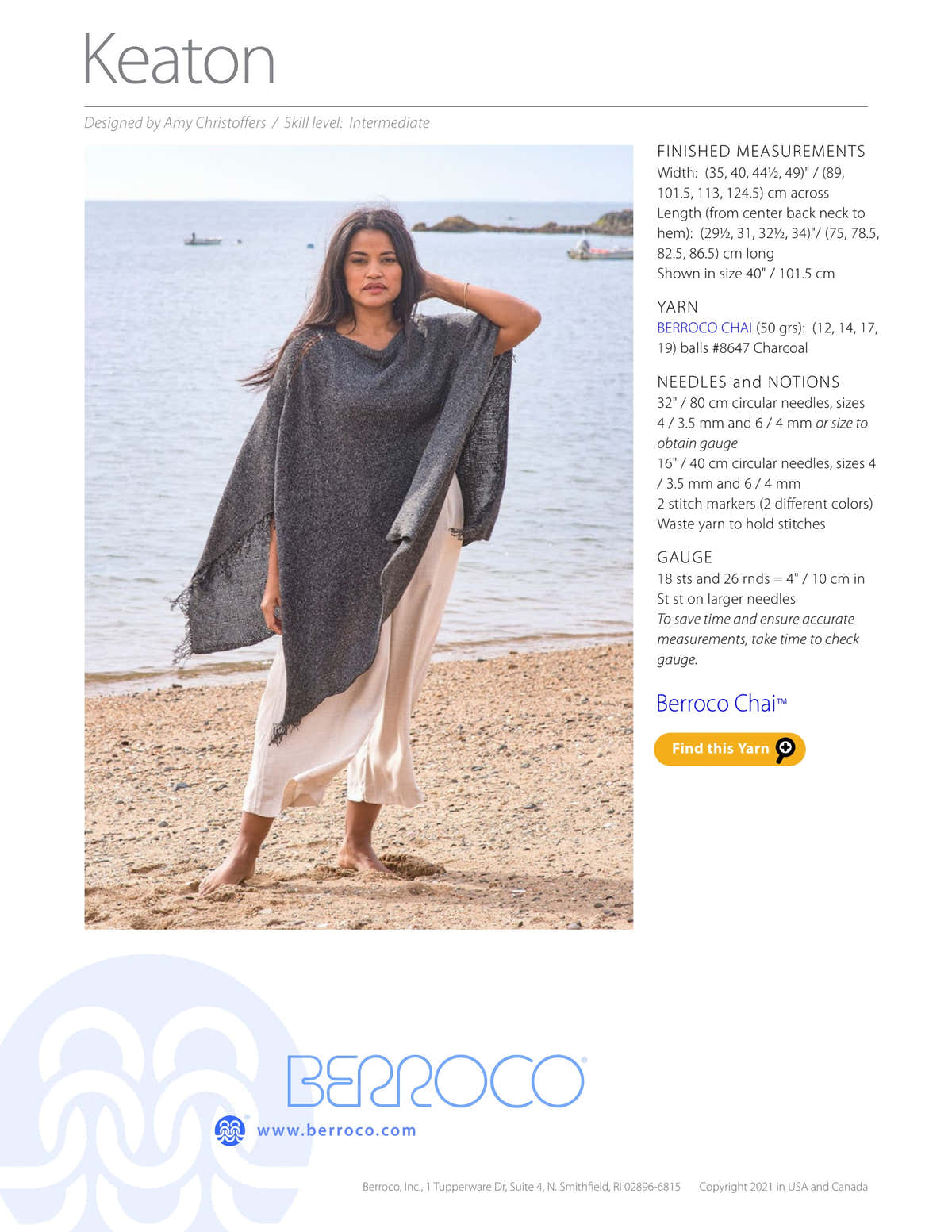 Berroco Keaton Cape Knitting Pattern