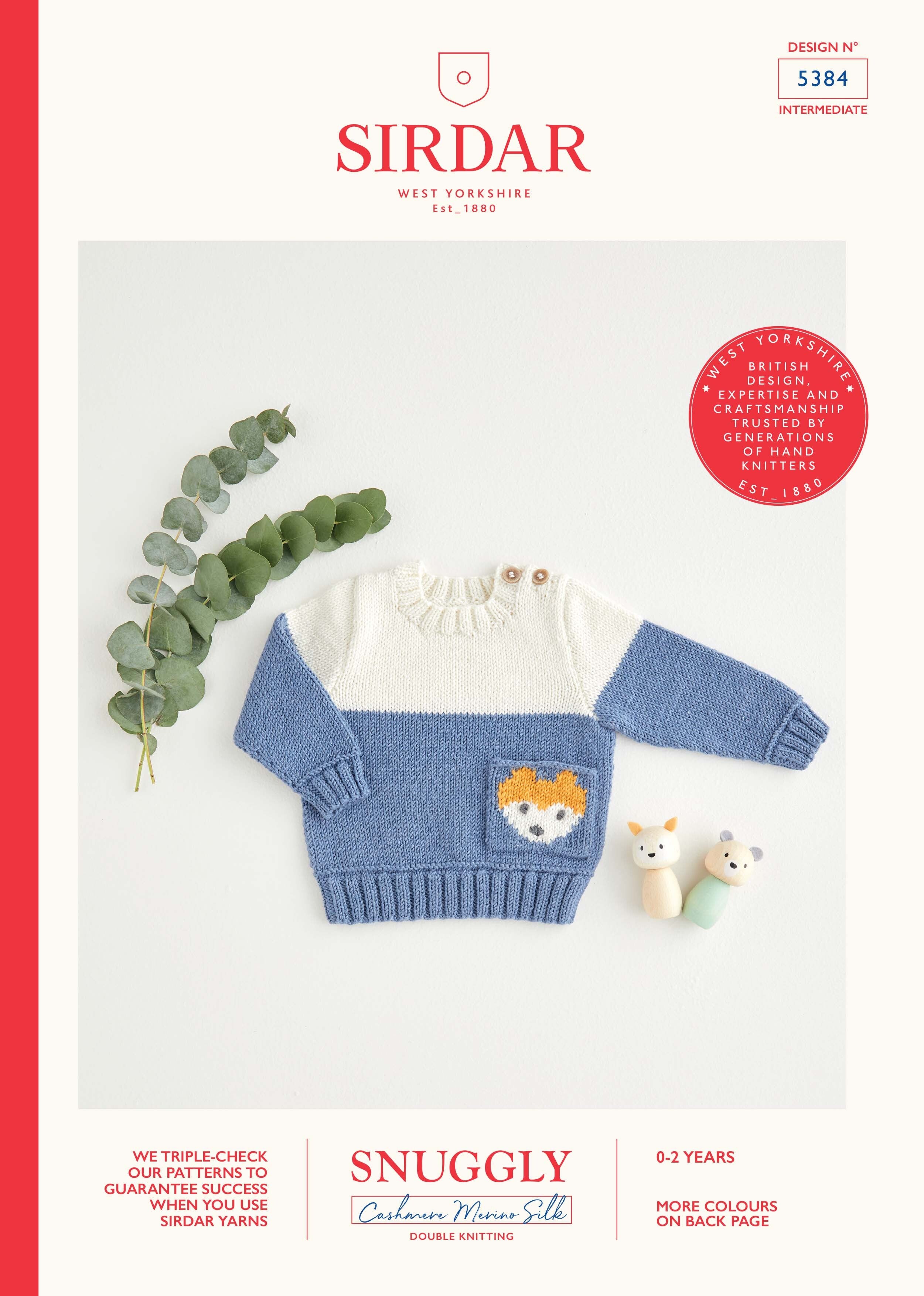 Sirdar Nordic Fox Pocket Sweater Jumper Knitting Pattern