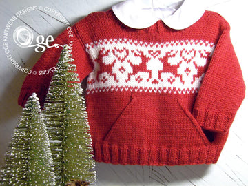 Christmas sweater with pocket and reindeers