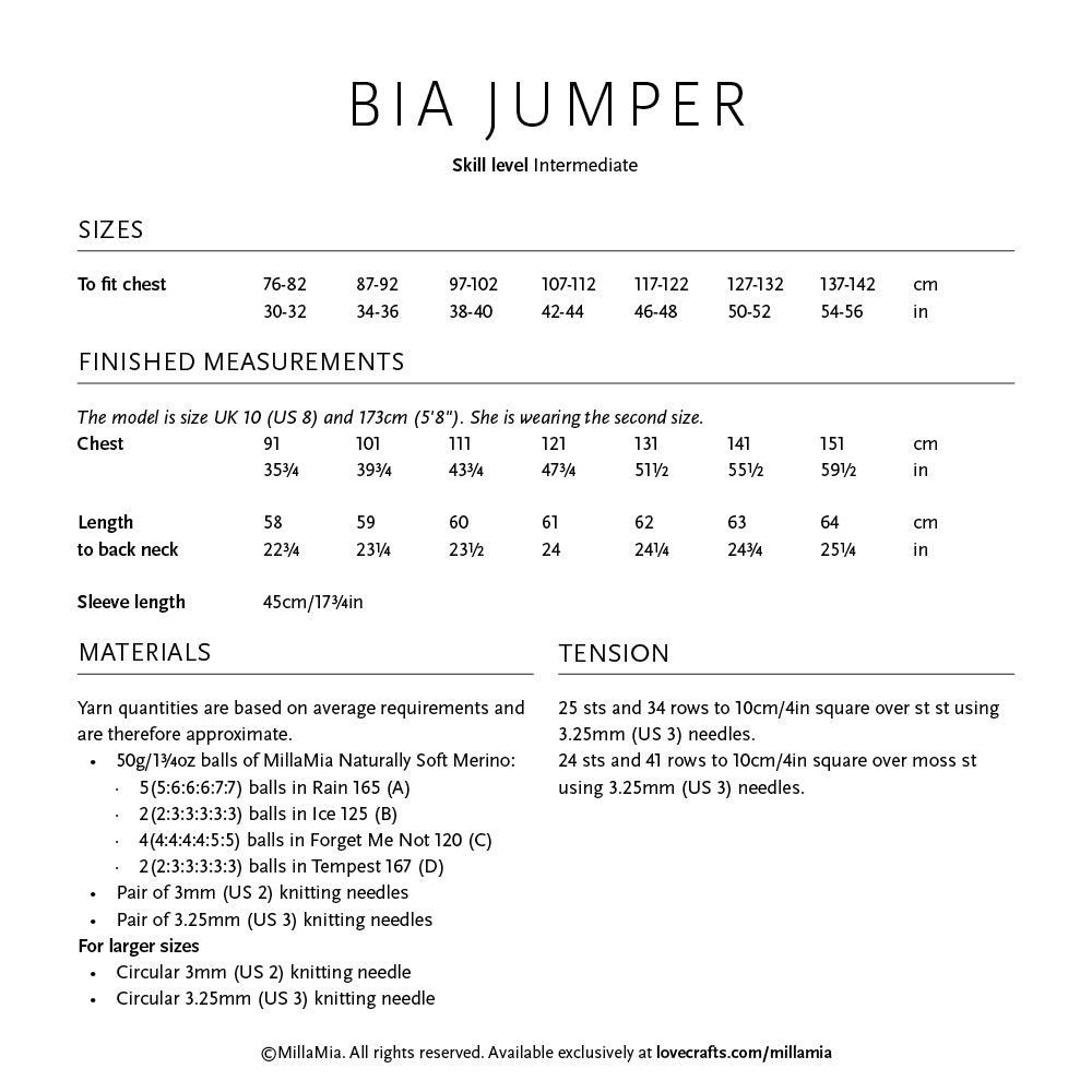 MillaMia Bia Jumper Knitting Pattern