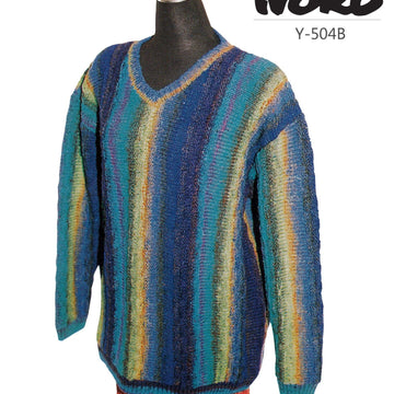 Striped V-Neck Pullover in Noro Kureyon - PDF