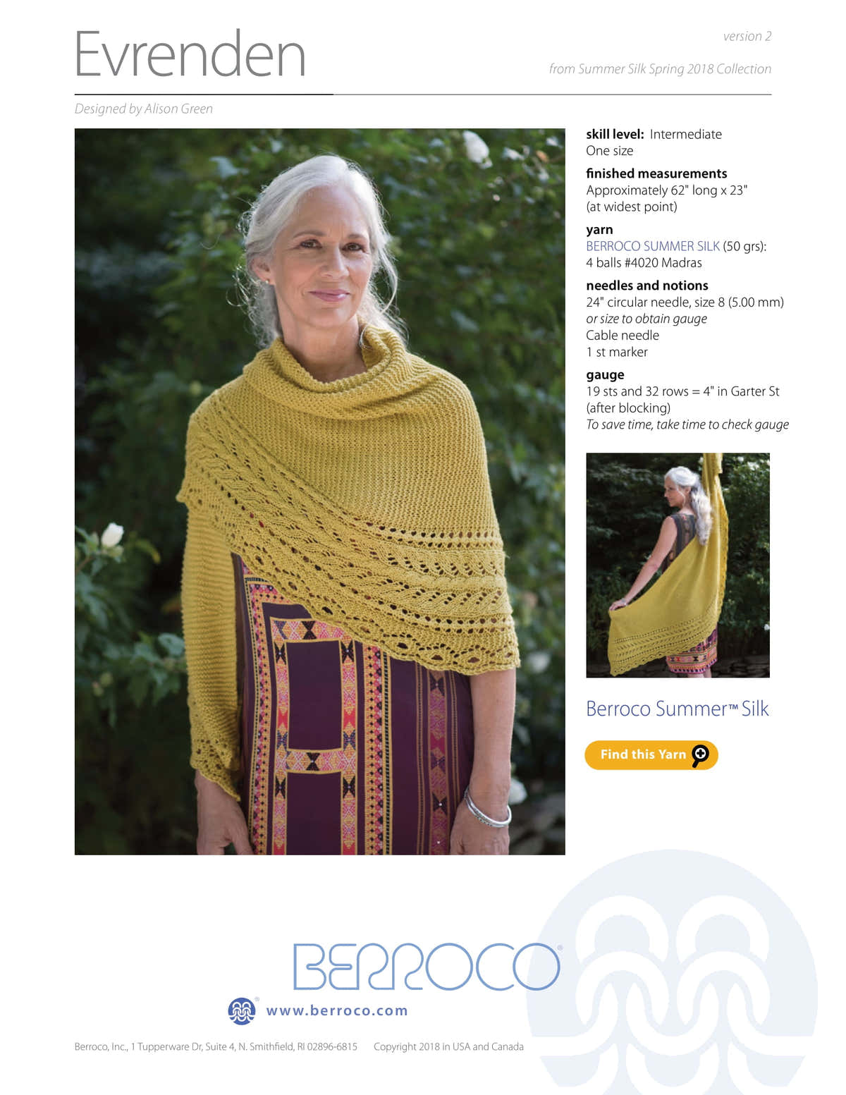 Berroco Evrenden Wrap Knitting Pattern