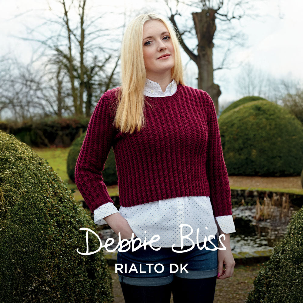 Debbie Bliss Cropped Moss Stitch Rib Sweater Knitting