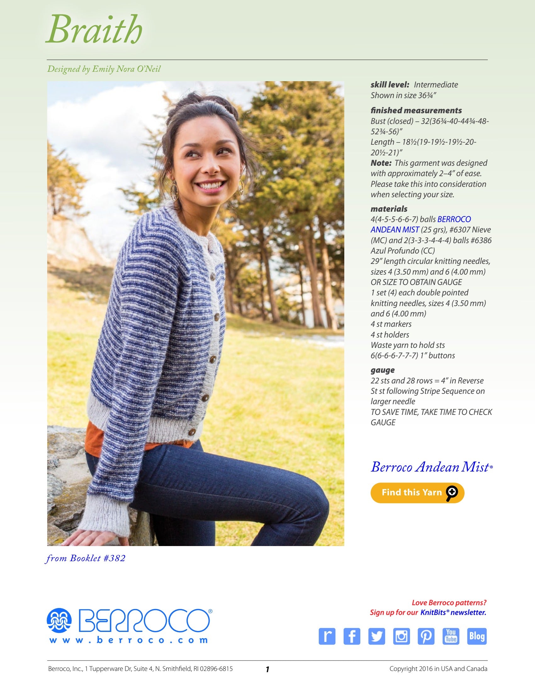 Berroco Braith Cardigan Knitting Pattern