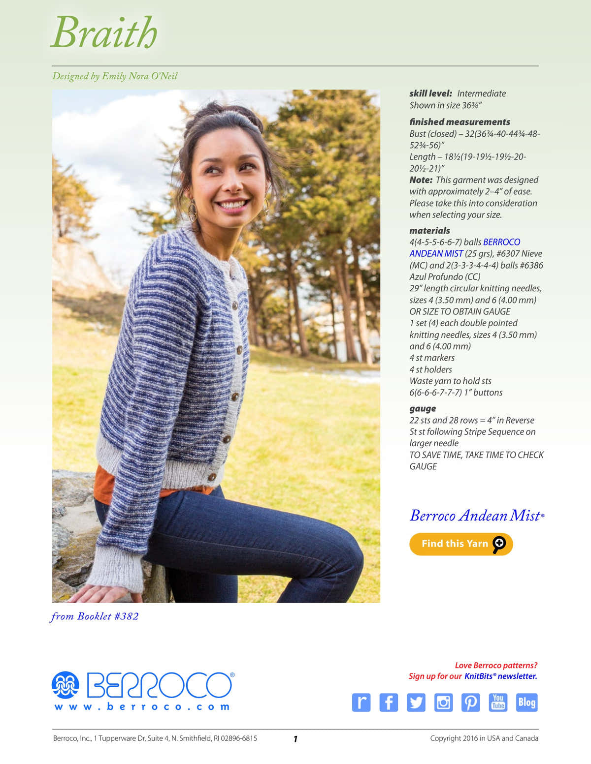 Berroco Braith Cardigan Knitting Pattern