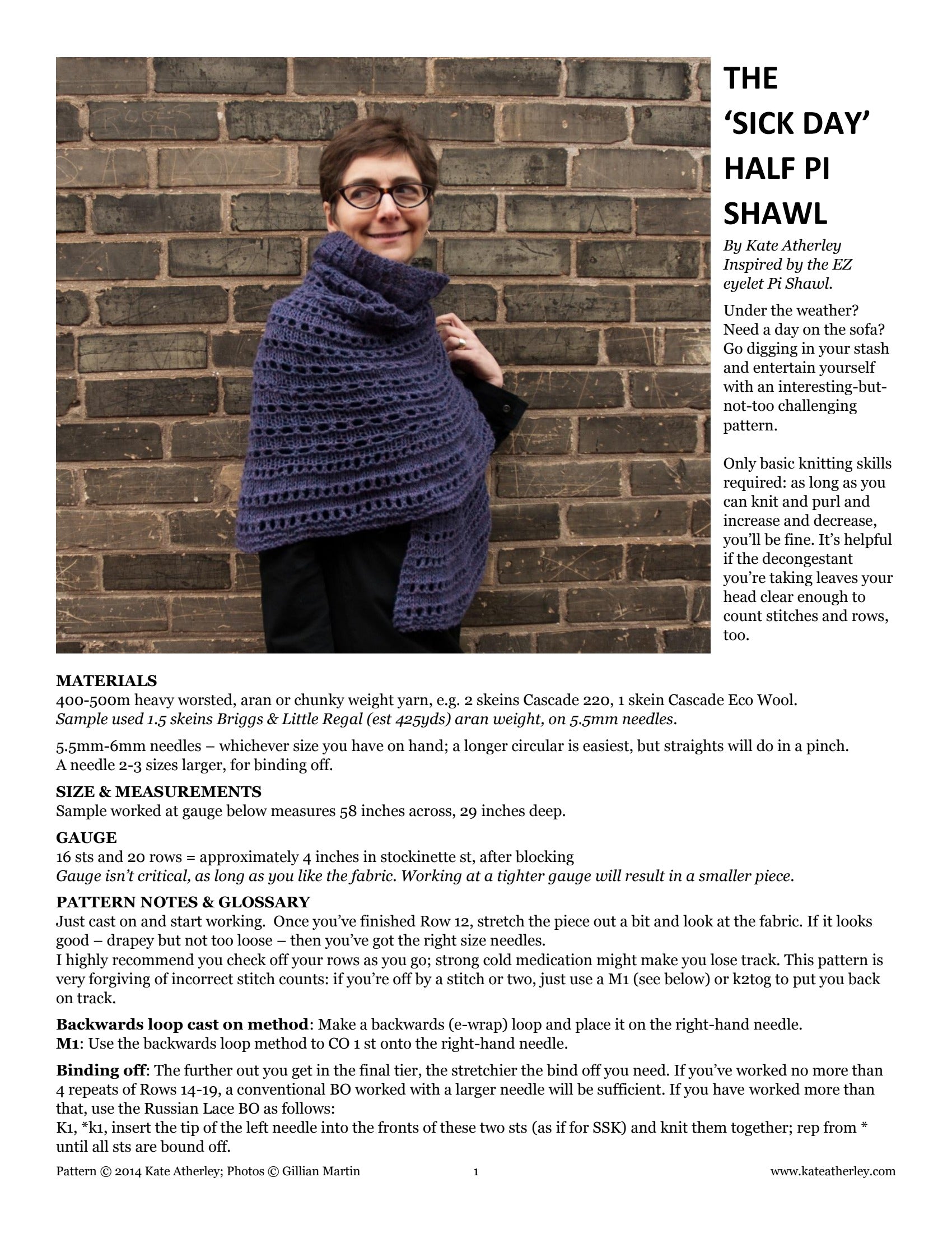 Kate Atherley Sick Day Shawl Wrap Knitting Pattern