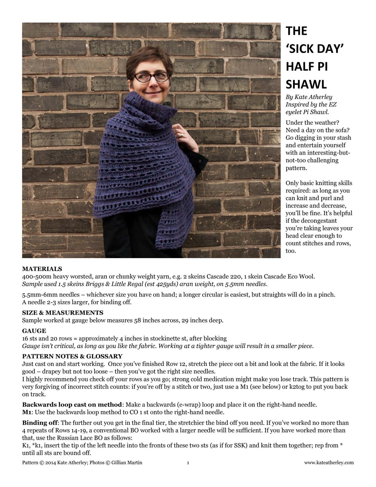 Kate Atherley Sick Day Shawl Wrap Knitting Pattern