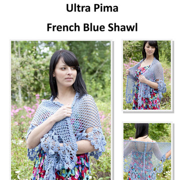 French Blue Shawl in Cascade Ultra Pima - DK276 - Free PDF