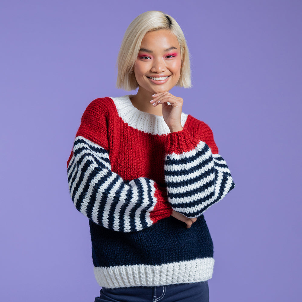 Paintbox Yarns Everyday Stripe Sweater Knitting Pattern