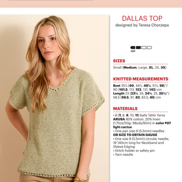 Tahki Yarns Dallas Top Knitting Pattern