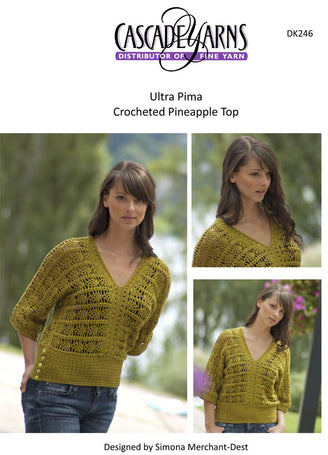 Cascade Yarns DK Ultra Pima Crocheted Pineapple Top Pattern