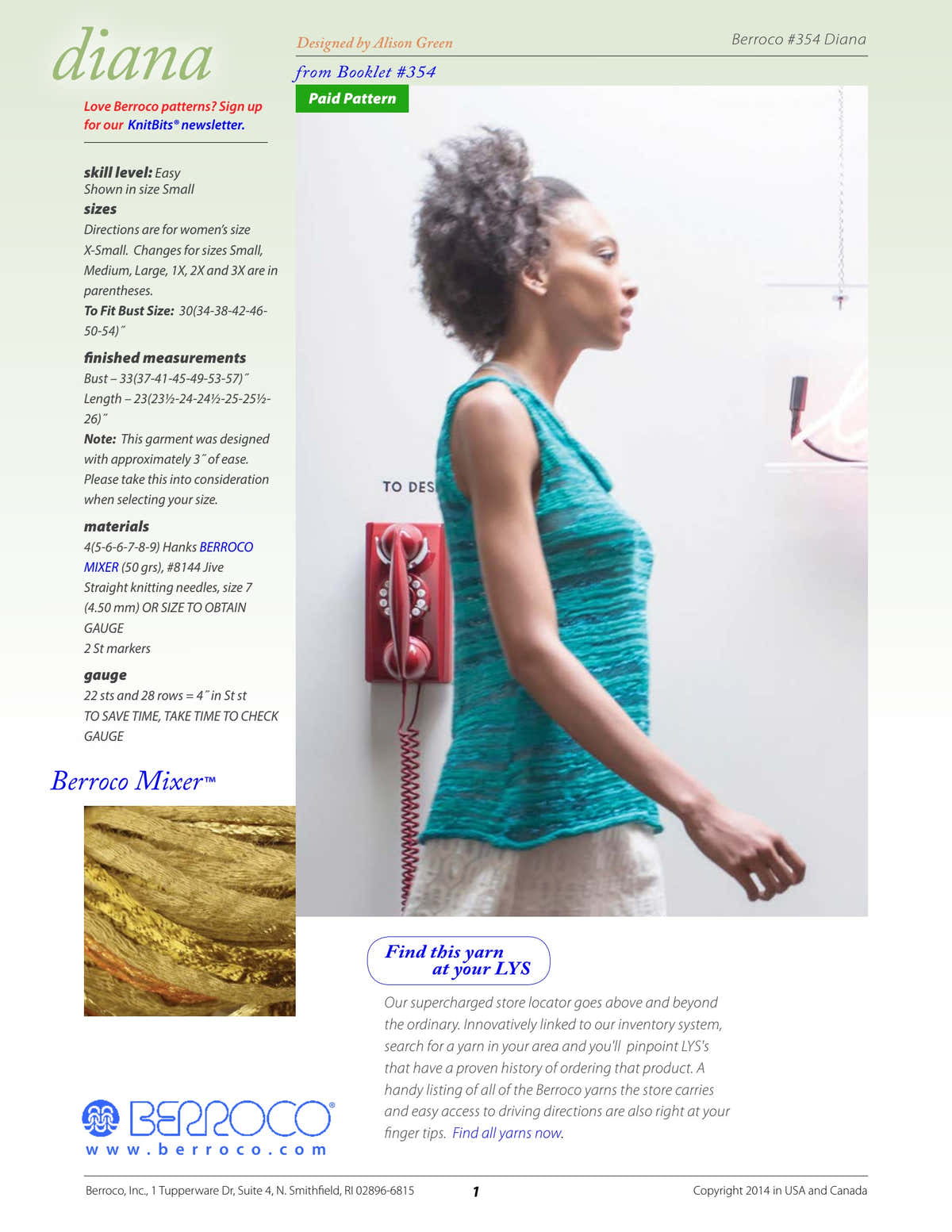 Berroco Diana Jumper Knitting Pattern