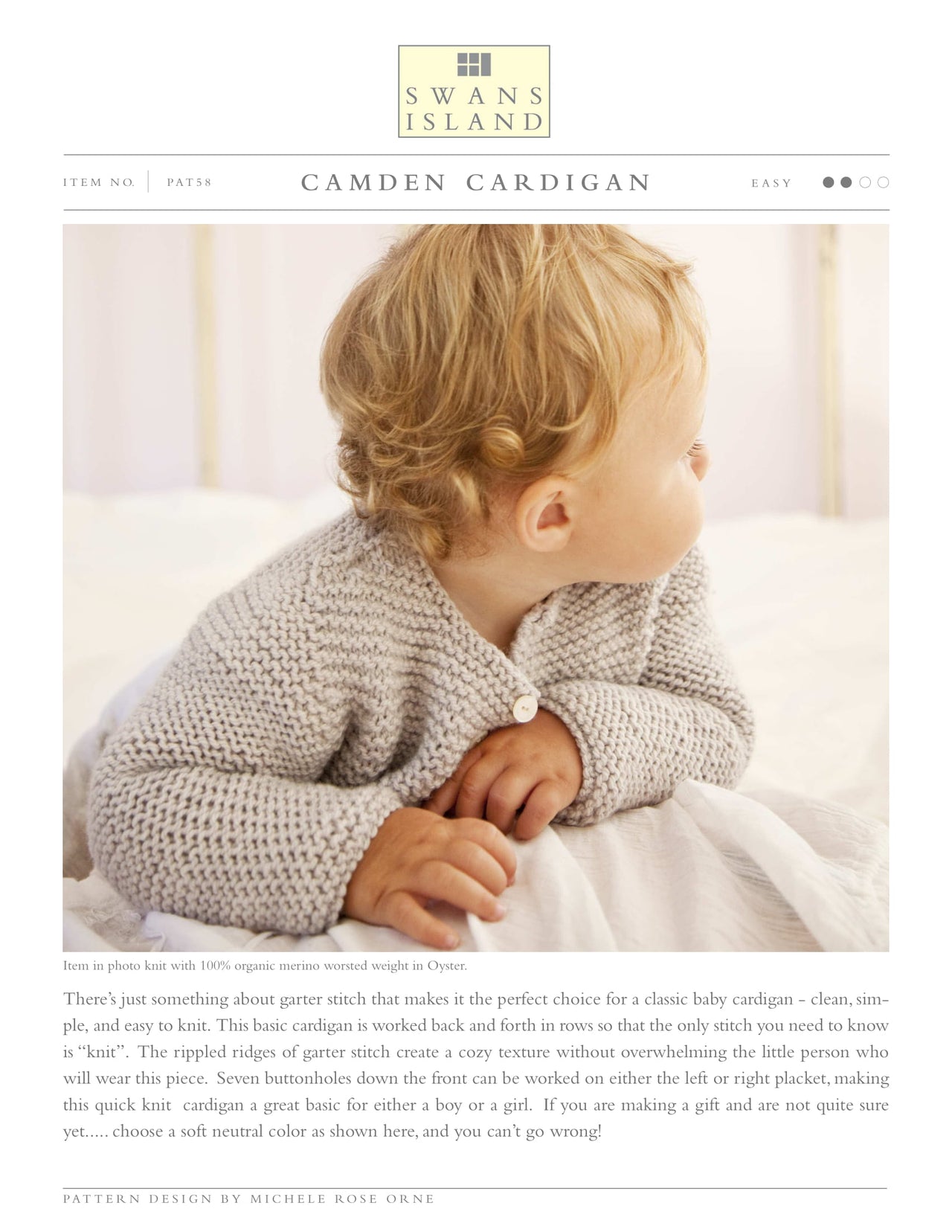 Swans Island Camden Cardigan Knitting Pattern
