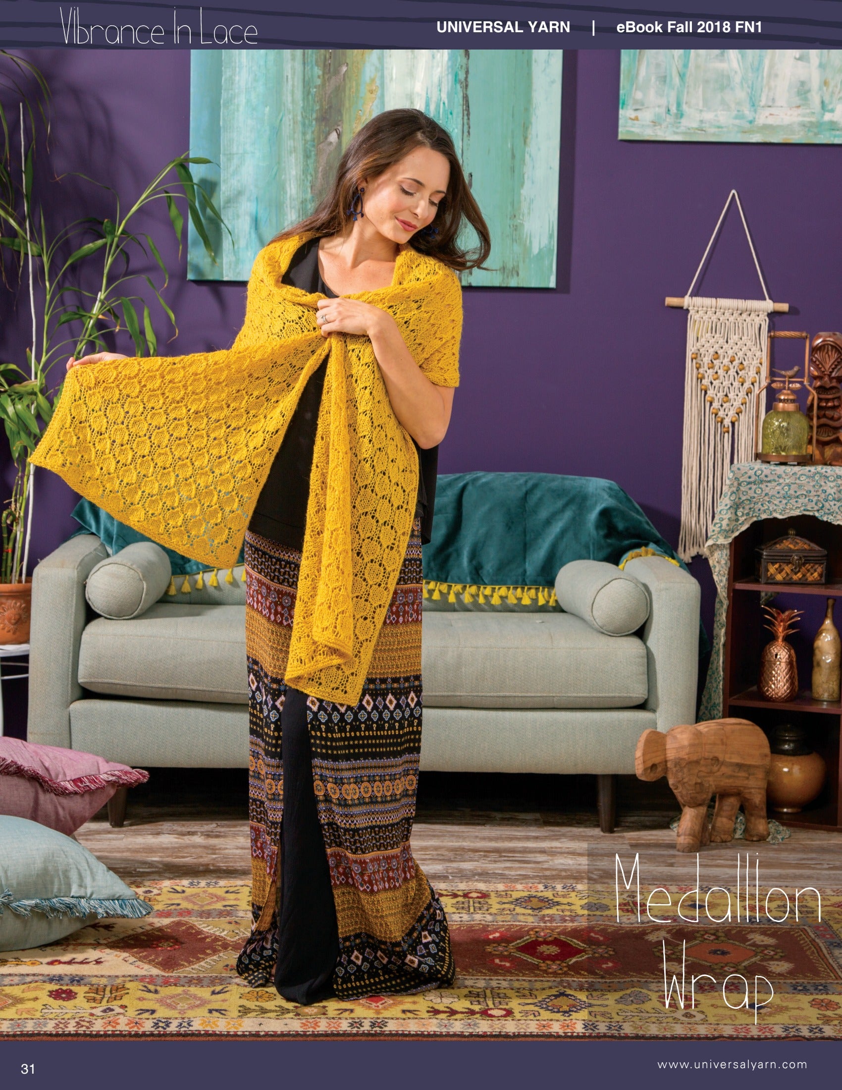 Universal Yarn Medallion Wrap Knitting Pattern