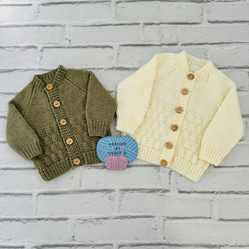 Tuck Baby Cardigan 16" to 20" chest size. Approx 0-9mths
