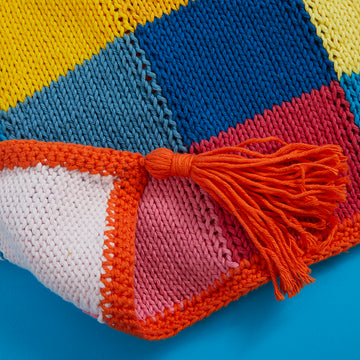 Paintbox Yarns Check Me Out Bed Throw Knitting Pattern